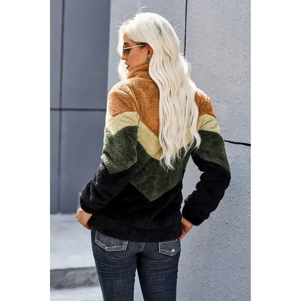 Colorblock Teddy Jacket - Picture 6 of 15